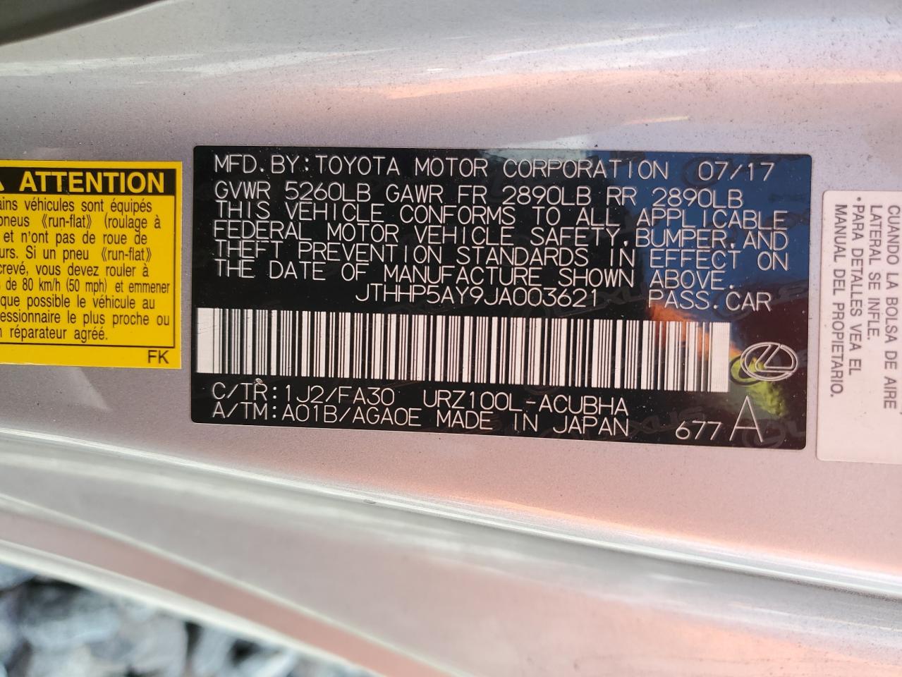 2018 Lexus Lc 500 VIN: JTHHP5AY9JA003621 Lot: 86777285