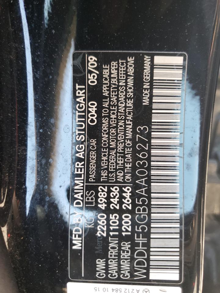 2010 Mercedes-Benz E 350 VIN: WDDHF5GB5AA036273 Lot: 82424115