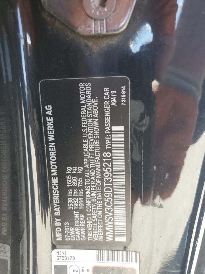 2013 Mini Cooper S VIN: WMWSV3C59DT395218 Lot: 84656495