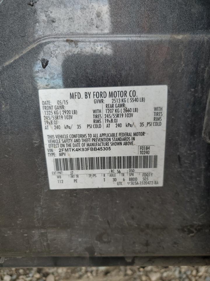 2015 Ford Edge Titanium VIN: 2FMTK4K93FBB45305 Lot: 81988445