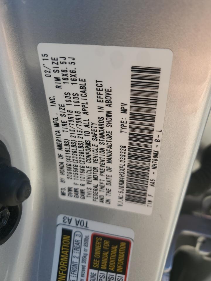 2015 Honda Cr-V Lx VIN: 5J6RM4H3XFL039326 Lot: 90128225