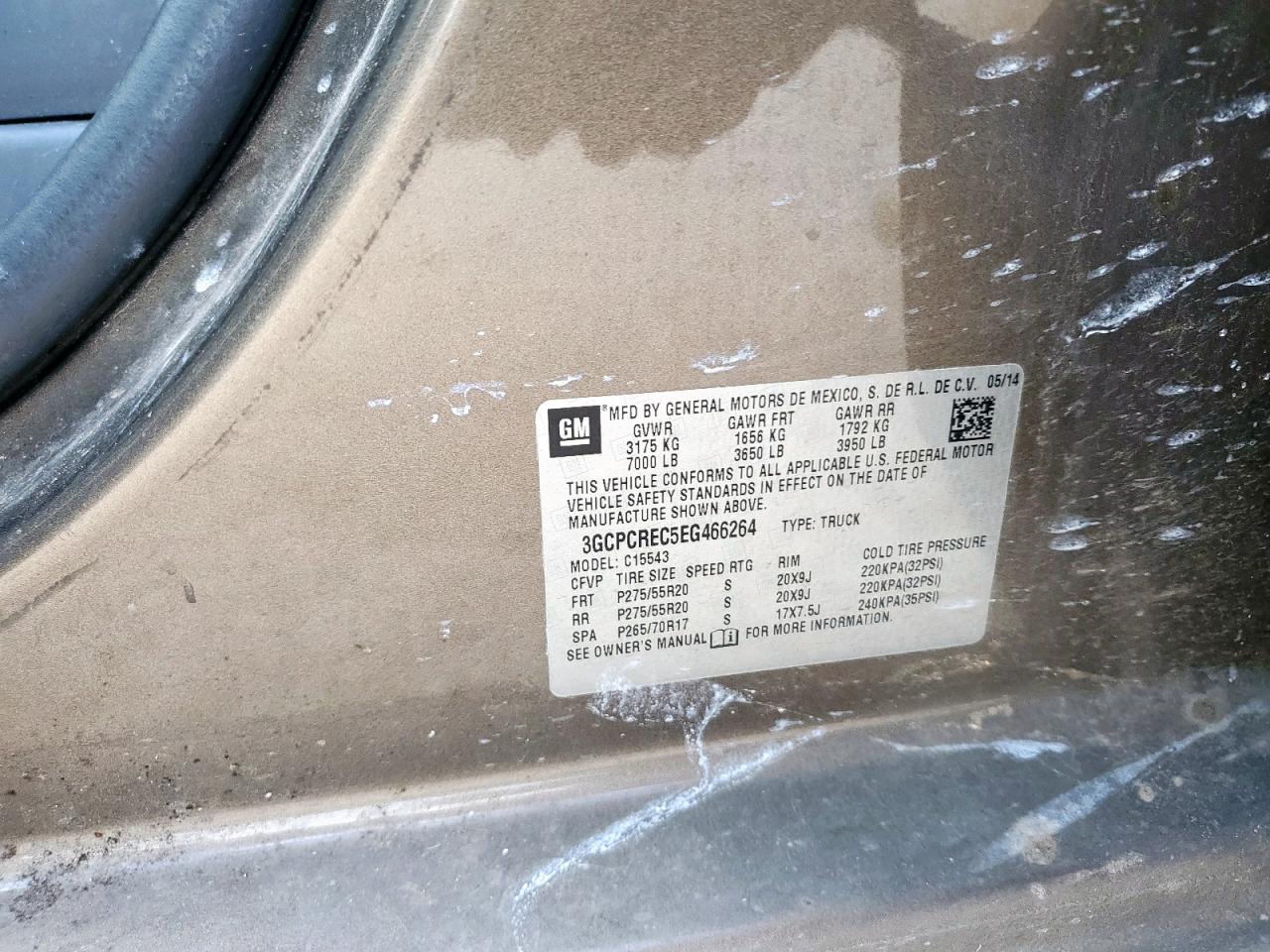 2014 Chevrolet Silverado C1500 Lt VIN: 3GCPCREC5EG466264 Lot: 85587005