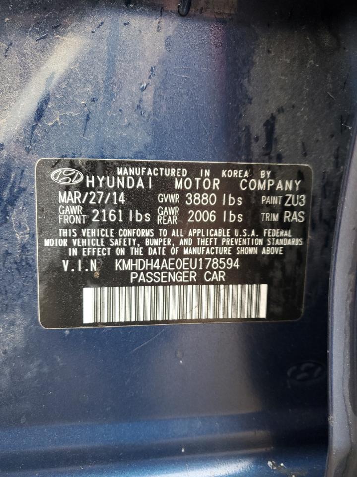2014 Hyundai Elantra Se VIN: KMHDH4AE0EU178594 Lot: 86102085