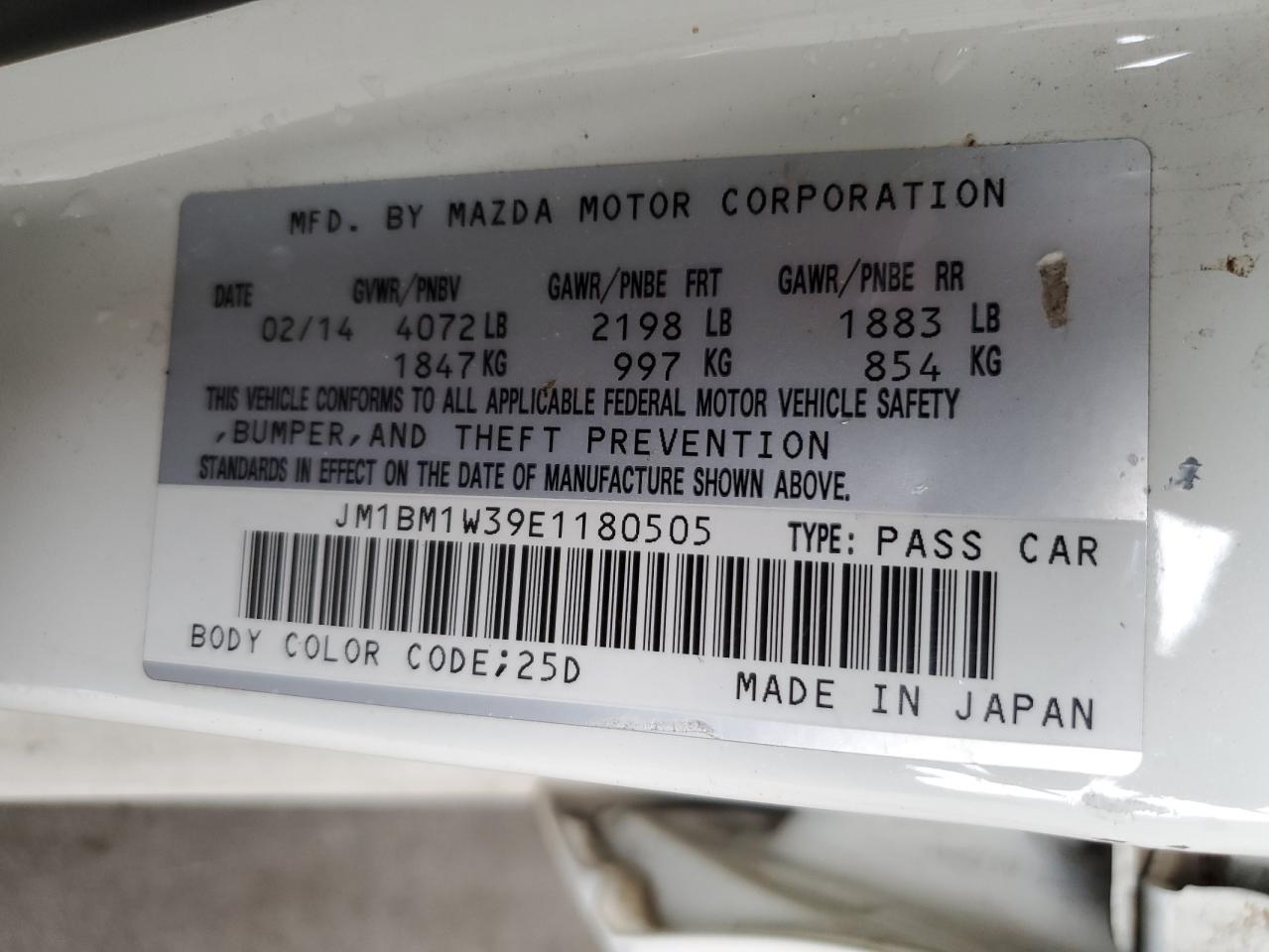 2014 Mazda 3 Grand Touring VIN: JM1BM1W39E1180505 Lot: 85932995
