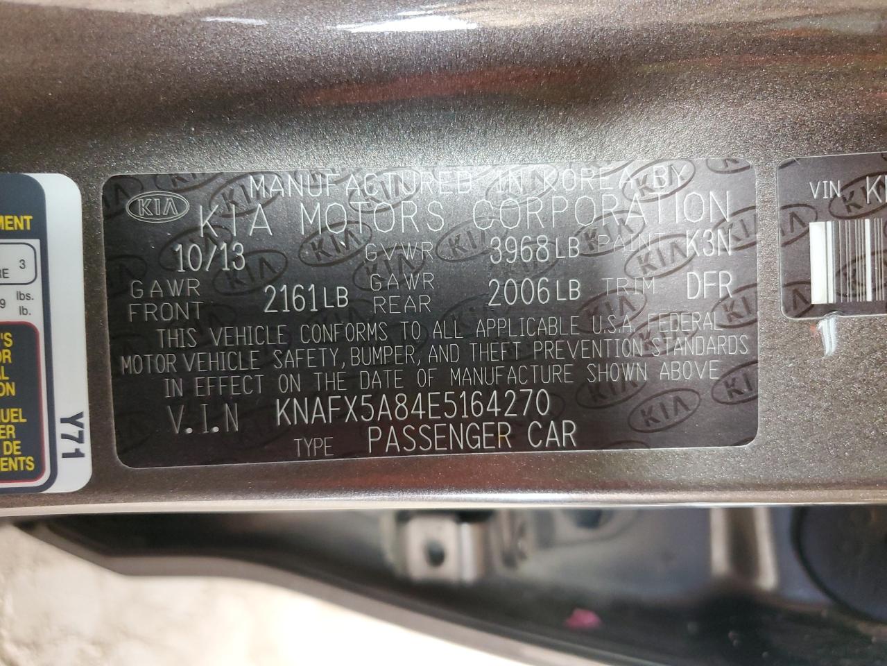 2014 Kia Forte Ex VIN: KNAFX5A84E5164270 Lot: 82327985