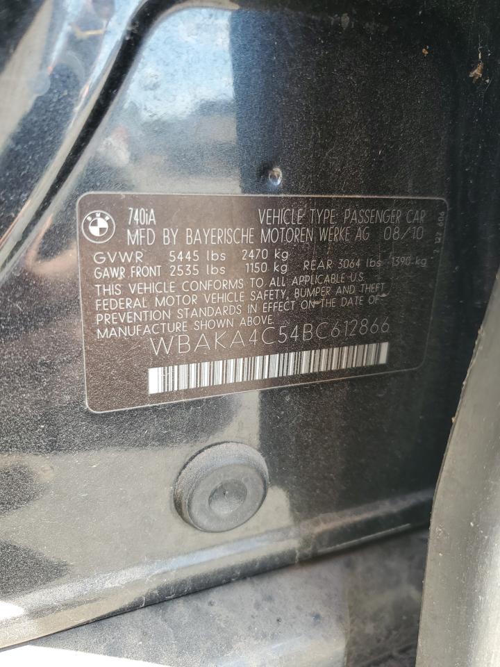 2011 BMW 740 I VIN: WBAKA4C54BC612866 Lot: 87253515