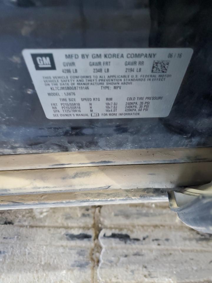 2016 Chevrolet Trax Ltz VIN: KL7CJMSB0GB719146 Lot: 89525435