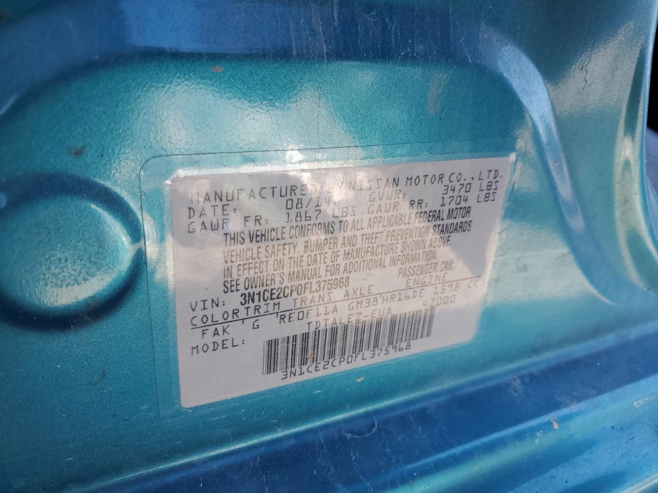 2015 Nissan Versa Note S VIN: 3N1CE2CP0FL375968 Lot: 85899865