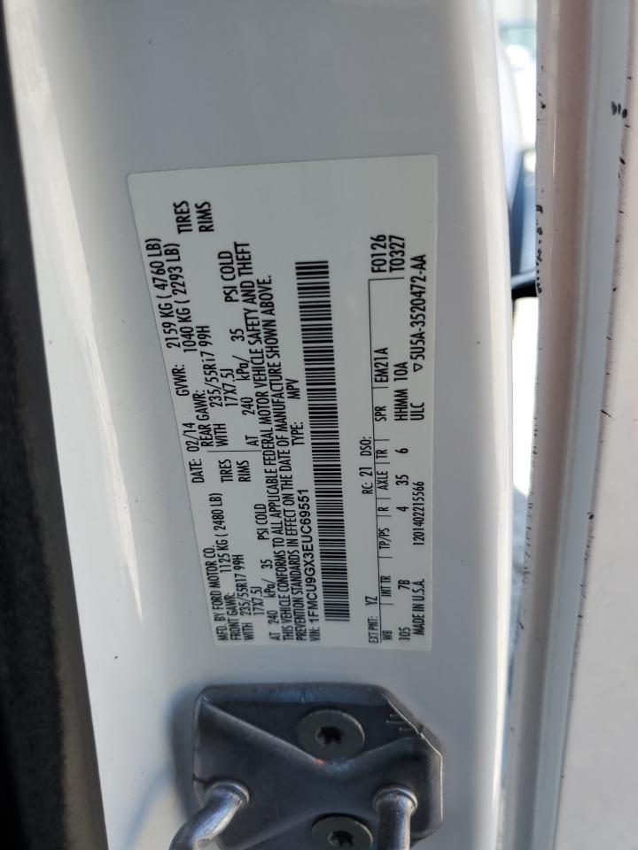 2014 Ford Escape Se VIN: 1FMCU9GX3EUC69551 Lot: 86431725