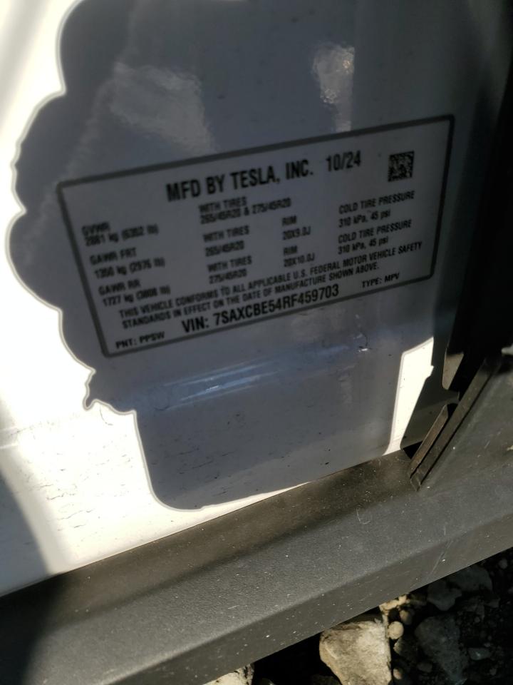 2024 Tesla Model X VIN: 7SAXCBE54RF459703 Lot: 81952325