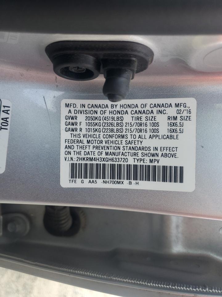 2016 Honda Cr-V Lx VIN: 2HKRM4H3XGH633720 Lot: 85368845