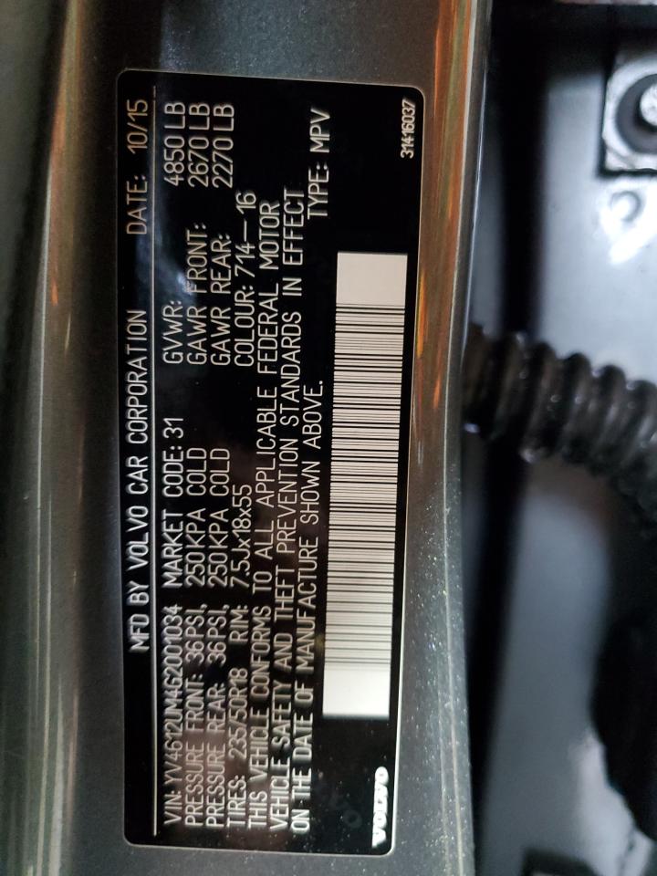 2016 Volvo S60 Cross Country T5 VIN: YV4612UM4G2001034 Lot: 87090335