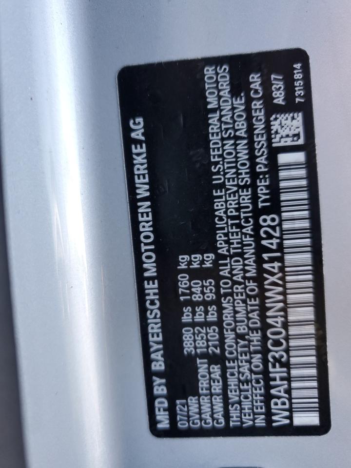 2022 BMW Z4 Sdrive30I VIN: WBAHF3C04NWX41428 Lot: 90726285