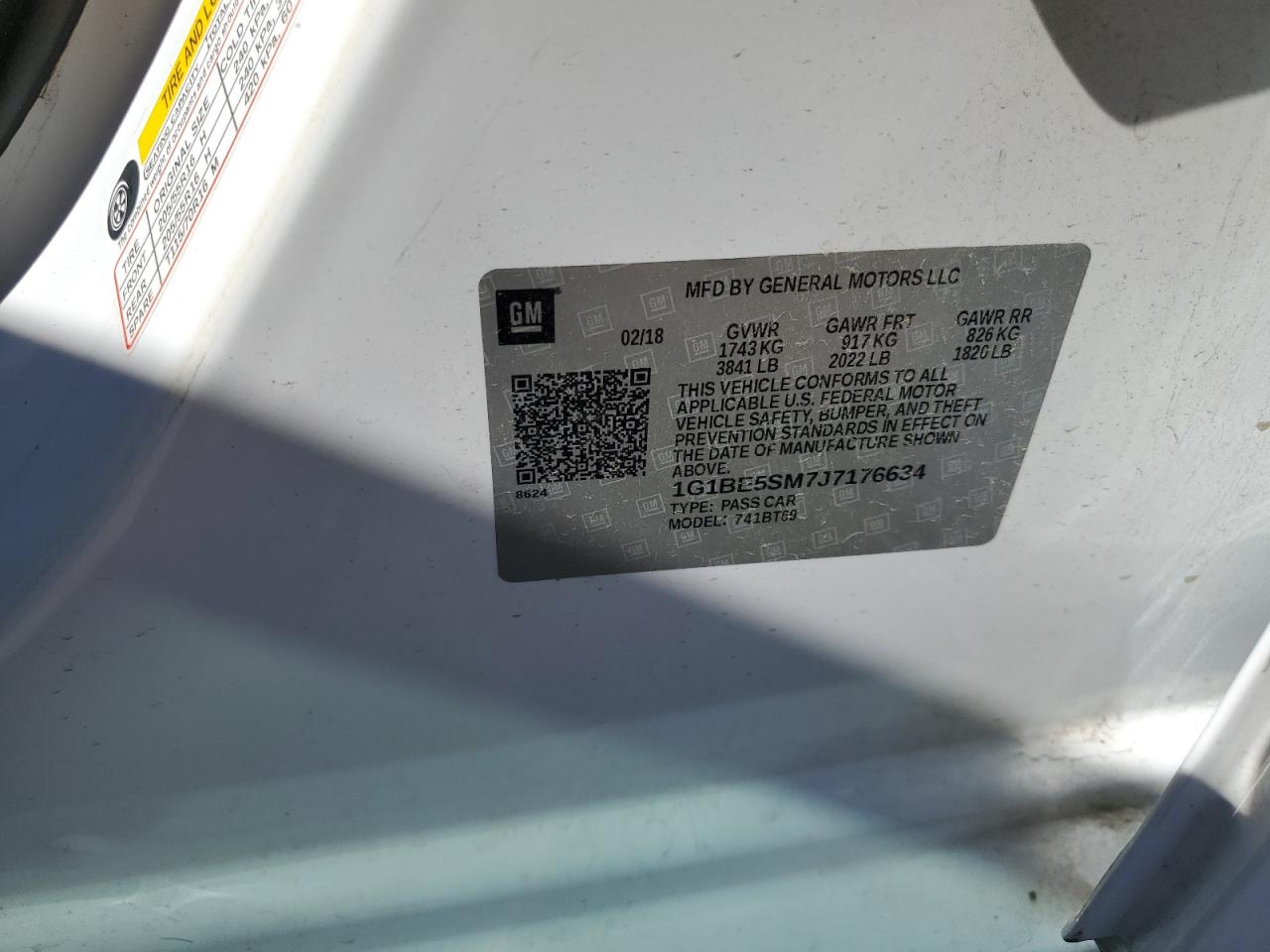 2018 Chevrolet Cruze Lt VIN: 1G1BE5SM7J7176634 Lot: 85595155