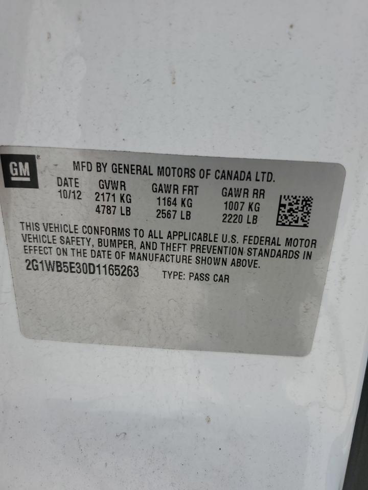 2013 Chevrolet Impala Lt VIN: 2G1WB5E30D1165263 Lot: 85183815