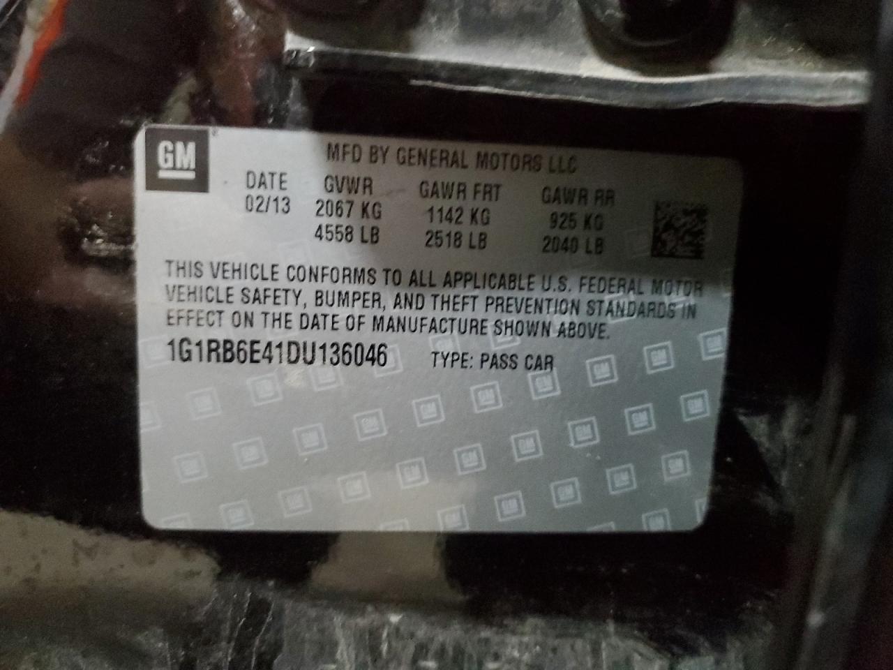 2013 Chevrolet Volt VIN: 1G1RB6E41DU136046 Lot: 82224815