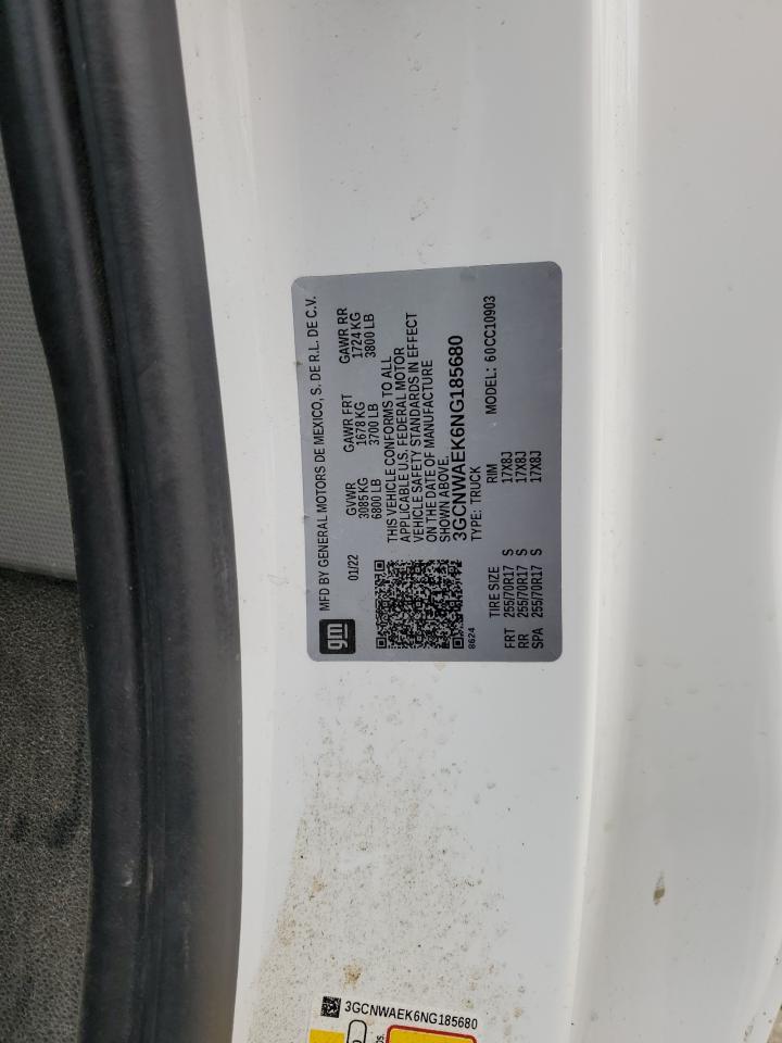 2022 Chevrolet Silverado Ltd C1500 VIN: 3GCNWAEK6NG185680 Lot: 85725755