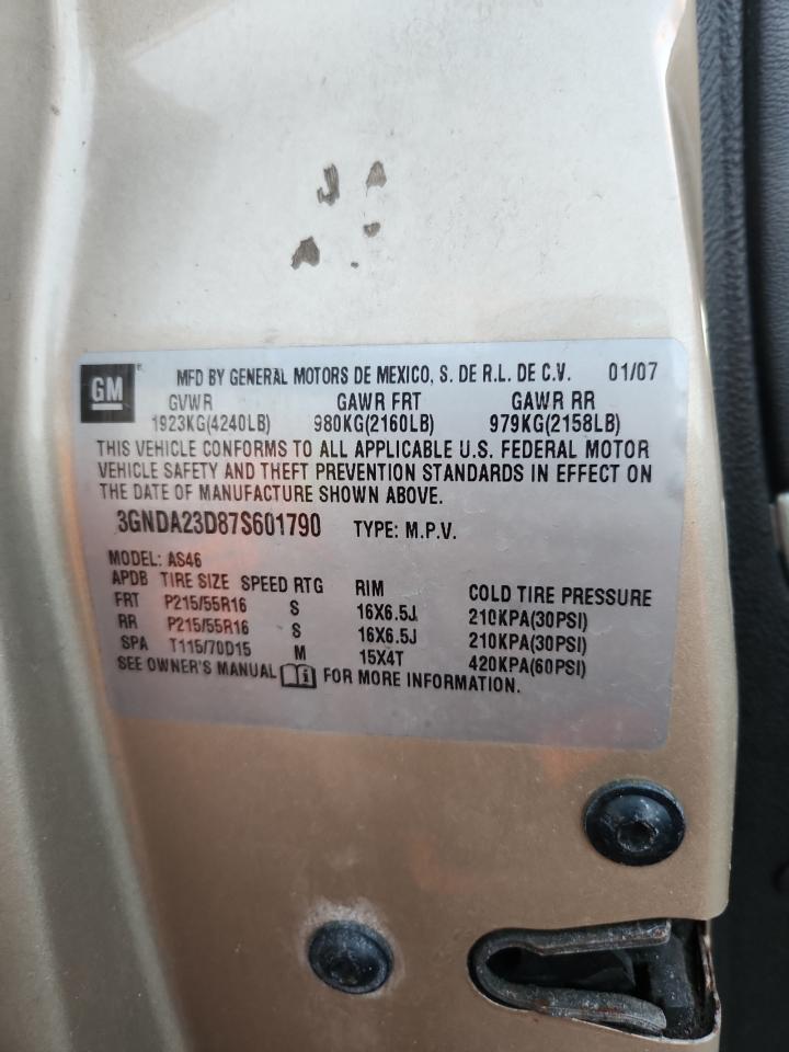 2007 Chevrolet Hhr Lt VIN: 3GNDA23D87S601790 Lot: 86825165