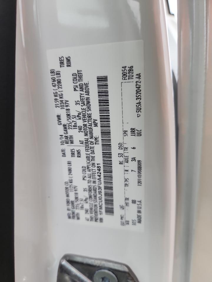 2015 Ford Escape Titanium VIN: 1FMCU0J93FUA42481 Lot: 87438085