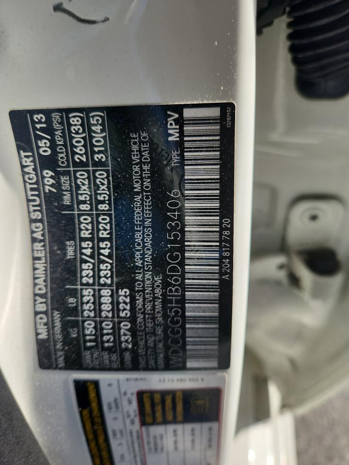 2013 Mercedes-Benz Glk 350 VIN: WDCGG5HB6DG153406 Lot: 81369265