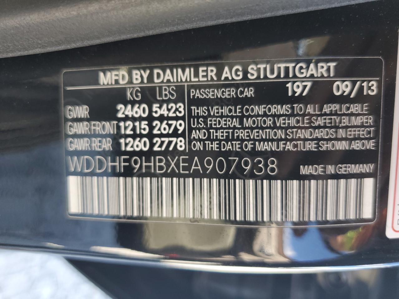 2014 Mercedes-Benz E 250 Bluetec VIN: WDDHF9HBXEA907938 Lot: 86219325