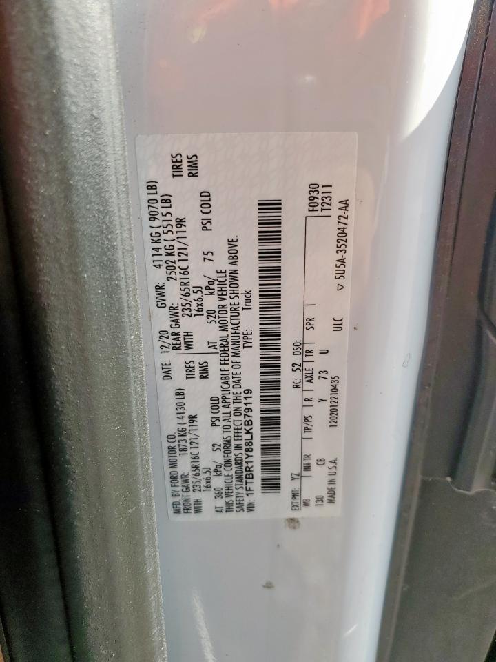 2020 Ford Transit T-250 VIN: 1FTBR1Y88LKB79119 Lot: 81445765