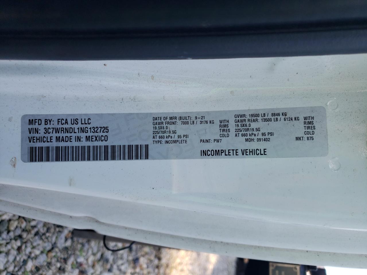 2022 Ram 5500 VIN: 3C7WRNDL1NG132725 Lot: 85167205