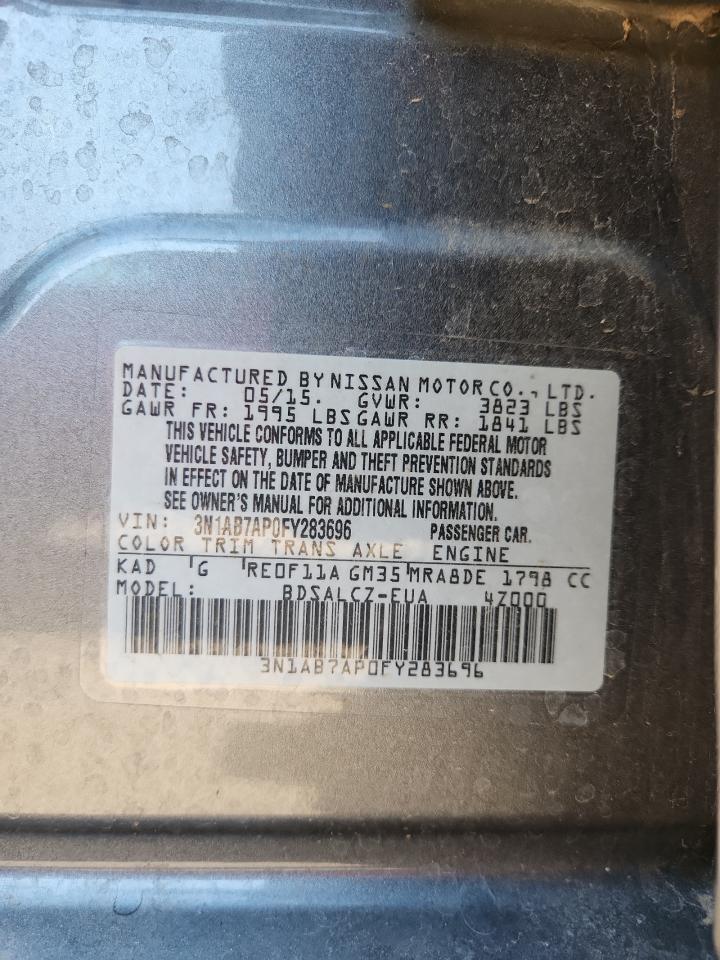 2015 Nissan Sentra S VIN: 3N1AB7AP0FY283696 Lot: 86148155