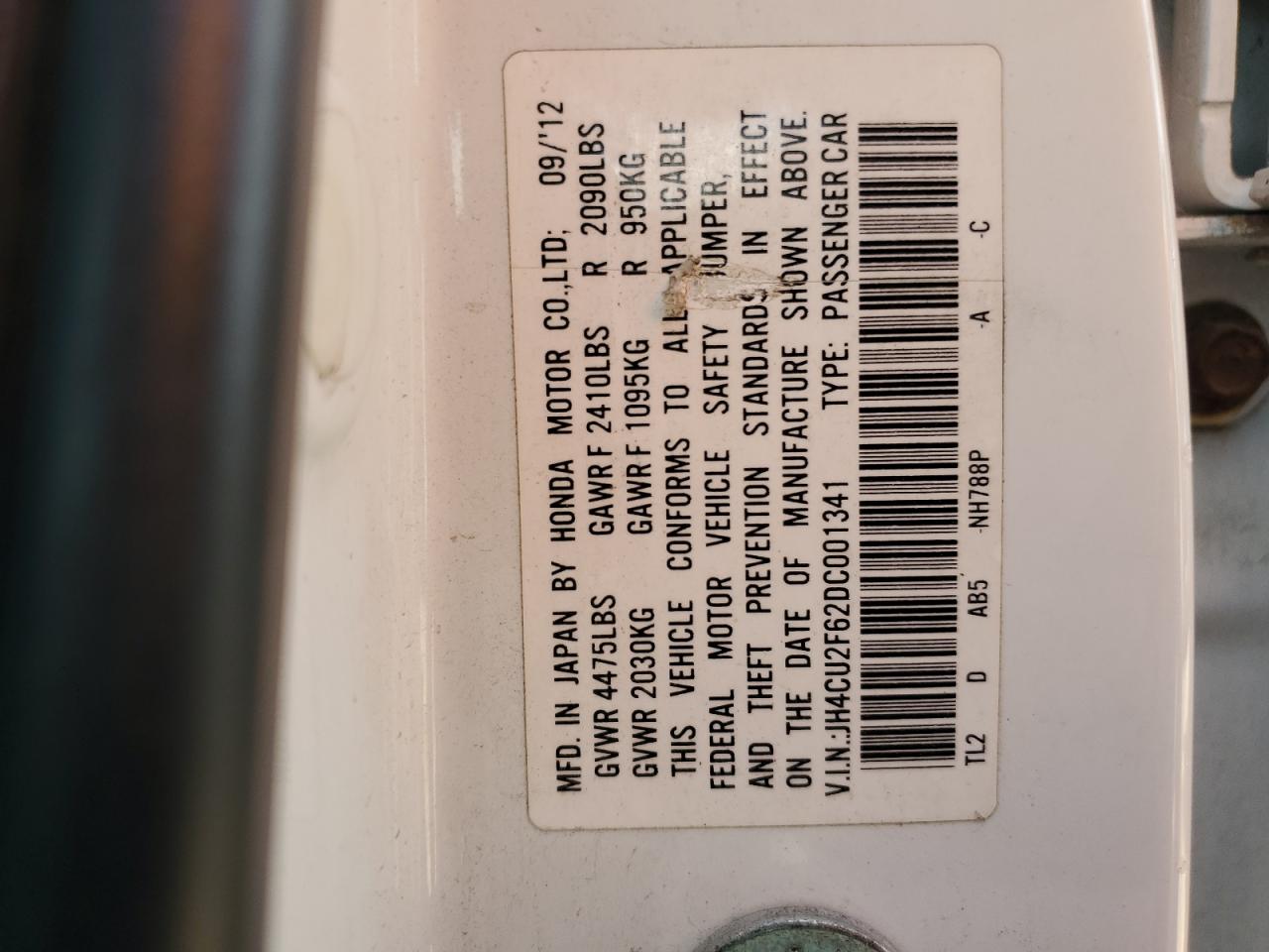 2013 Acura Tsx Tech VIN: JH4CU2F62DC001341 Lot: 85781225