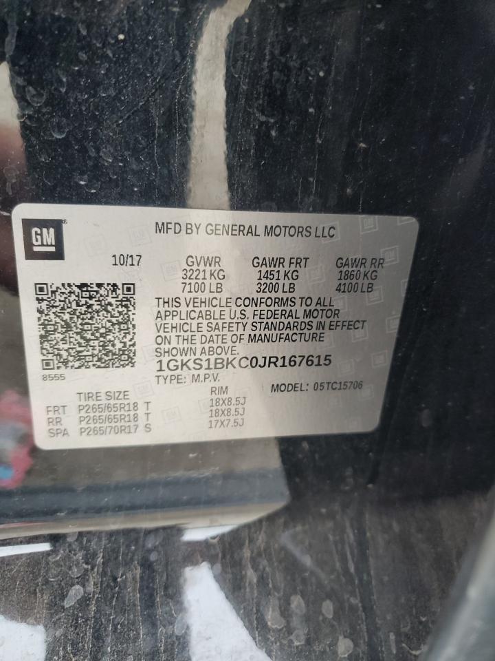 2018 GMC Yukon Slt VIN: 1GKS1BKC0JR167615 Lot: 85325635