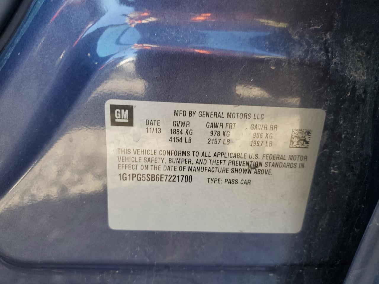 2014 Chevrolet Cruze Ltz VIN: 1G1PG5SB6E7221700 Lot: 81819885