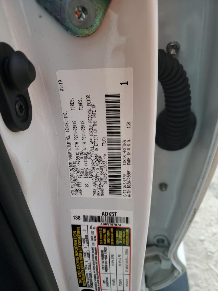 2019 Toyota Tundra Crewmax Sr5 VIN: 5TFDY5F11KX821450 Lot: 82369835