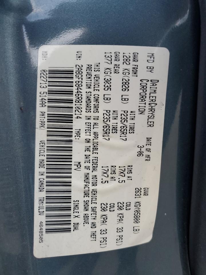 2006 Chrysler Pacifica Touring VIN: 2A8GF68446R810214 Lot: 85581445