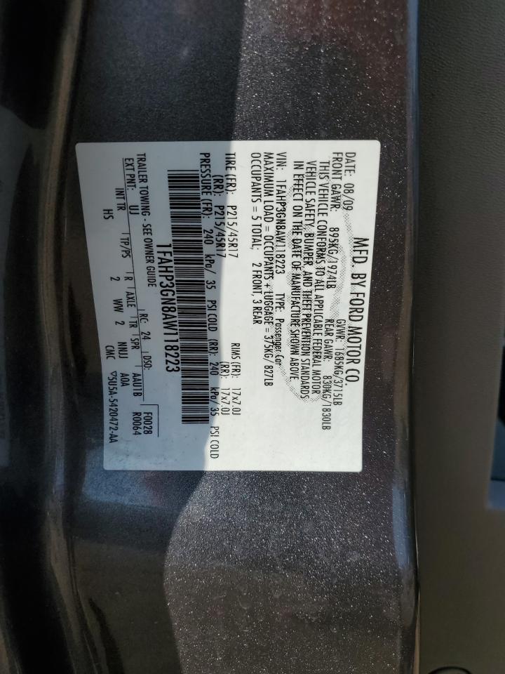 2010 Ford Focus Ses VIN: 1FAHP3GN8AW118223 Lot: 84980635