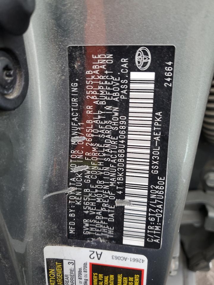 2011 Toyota Avalon Base VIN: 4T1BK3DB6BU406890 Lot: 82364195