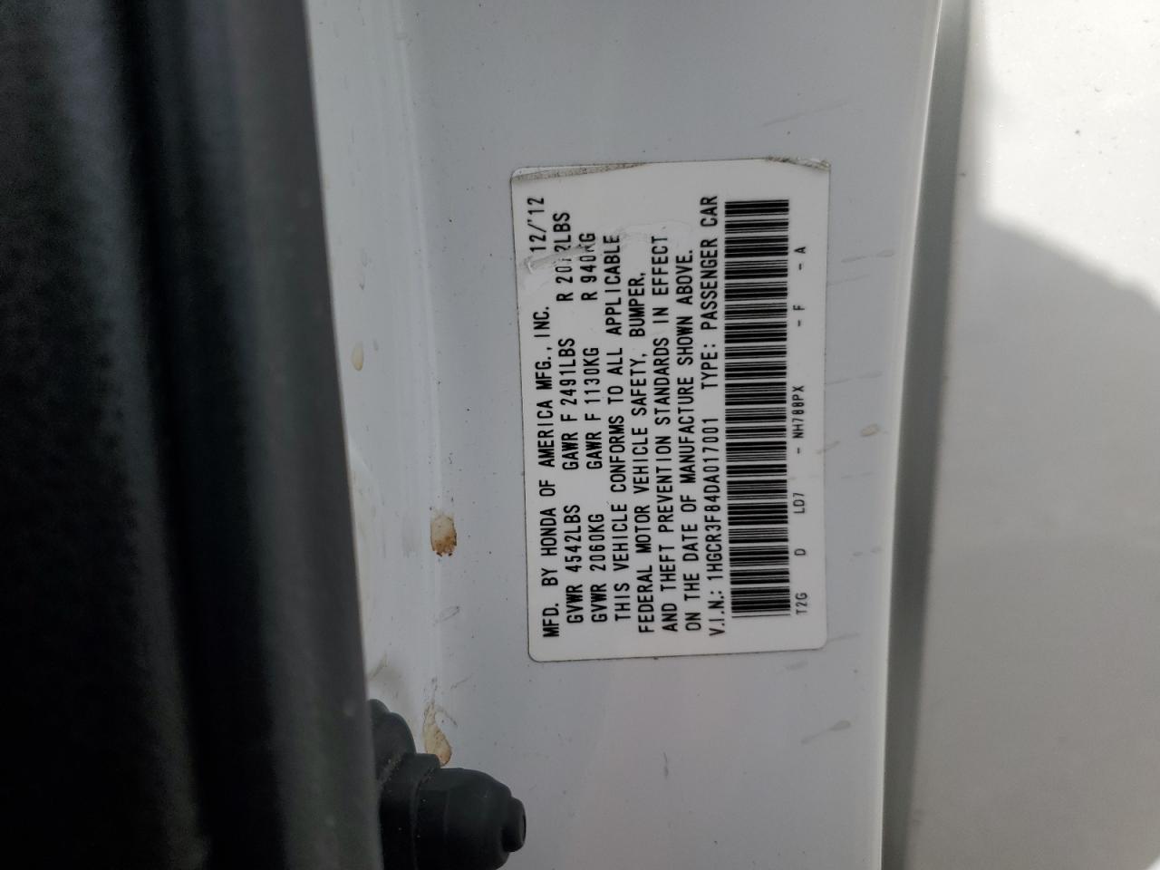 2013 Honda Accord Exl VIN: 1HGCR3F84DA017001 Lot: 86119645