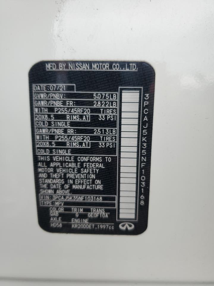 2022 Infiniti Qx55 Essential VIN: 3PCAJ5K35NF103168 Lot: 82486815