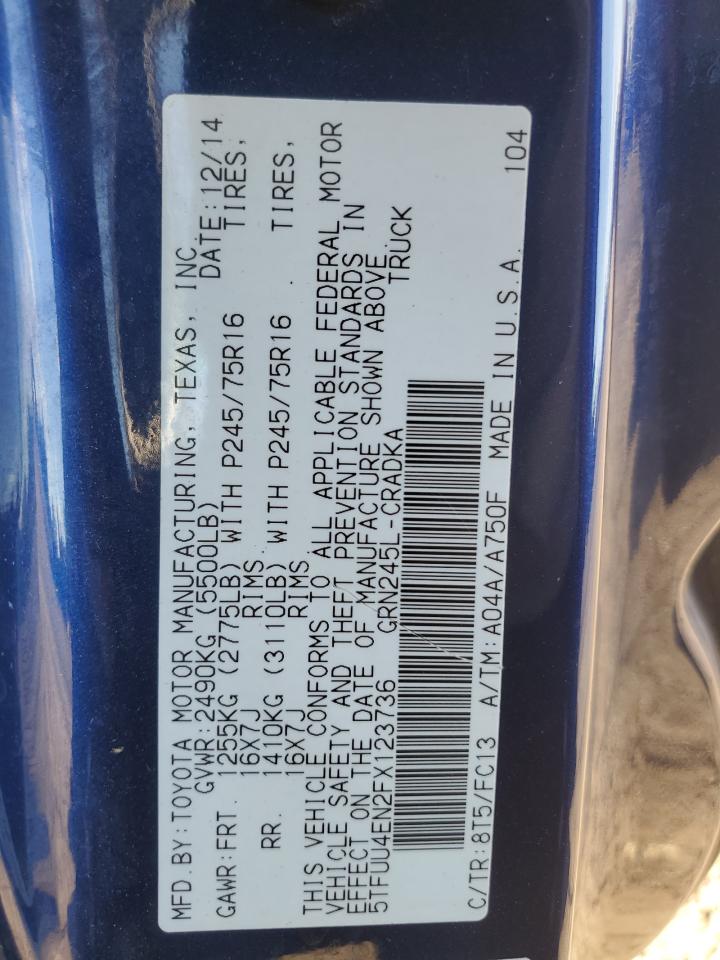 2015 Toyota Tacoma Access Cab VIN: 5TFUU4EN2FX123736 Lot: 85167585