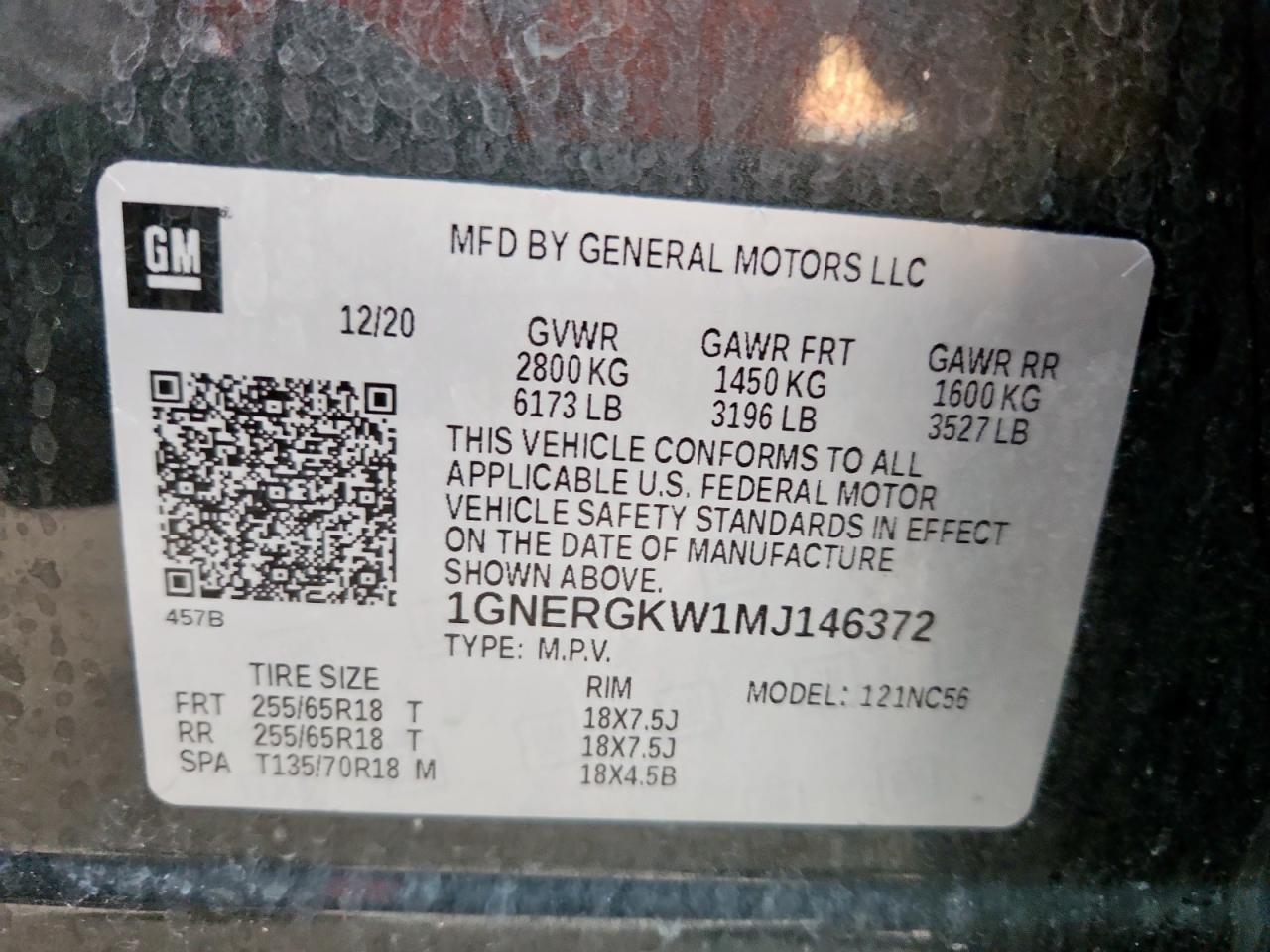 2021 Chevrolet Traverse Lt VIN: 1GNERGKW1MJ146372 Lot: 82228455