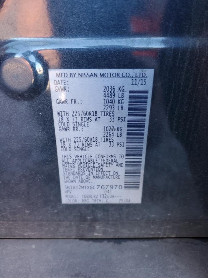 2016 Nissan Rogue S VIN: 5N1AT2MTXGC767970 Lot: 81933695