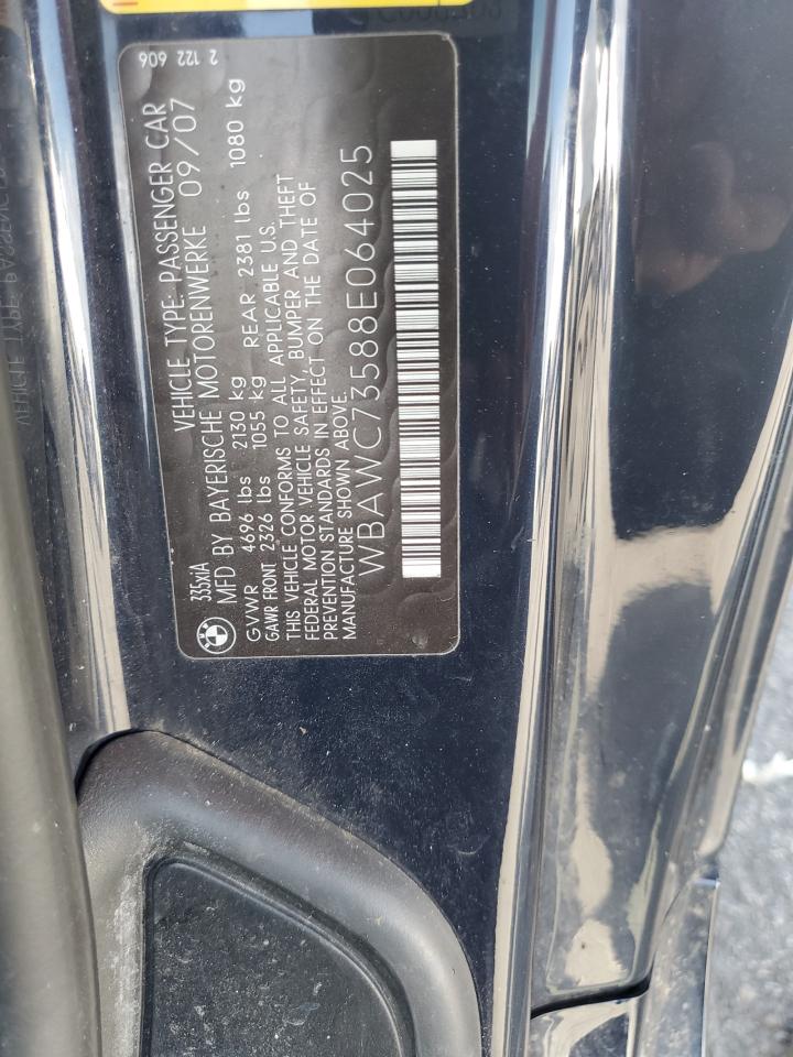 2008 BMW 335 Xi VIN: WBAWC73588E064025 Lot: 85547665