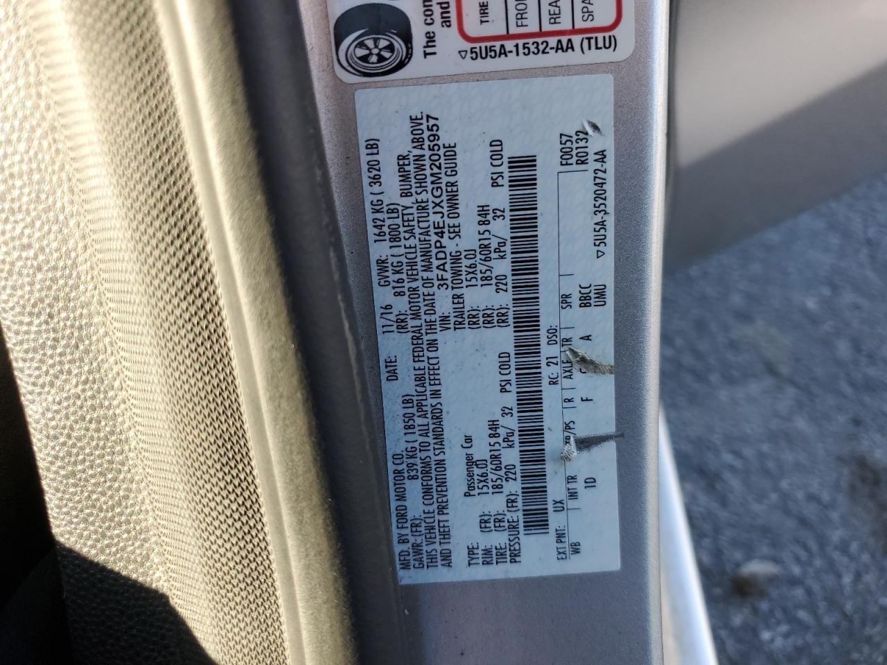 2016 Ford Fiesta Se VIN: 3FADP4EJXGM205957 Lot: 86701115