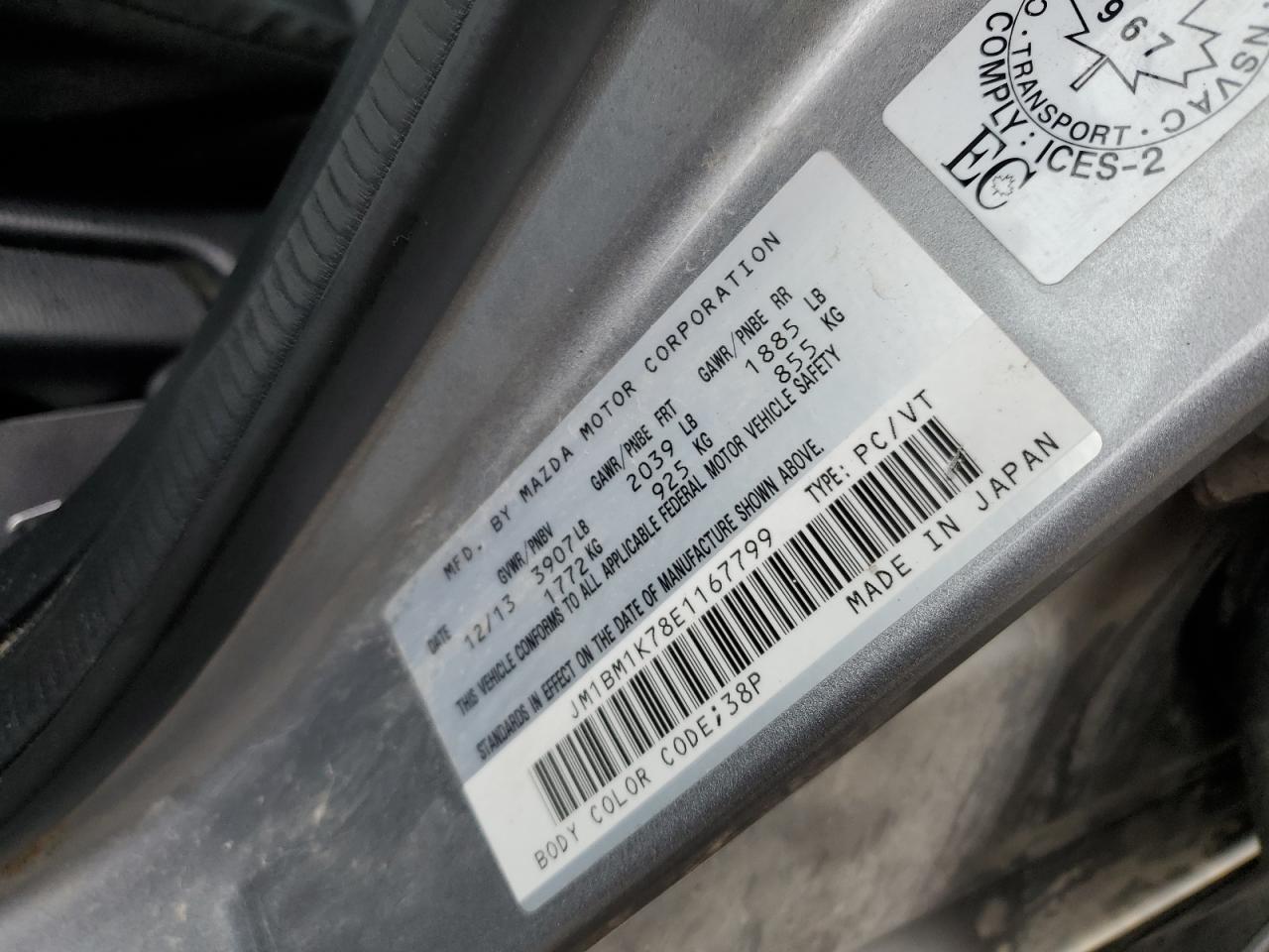 2014 Mazda 3 Sport VIN: JM1BM1K78E1167799 Lot: 85492565