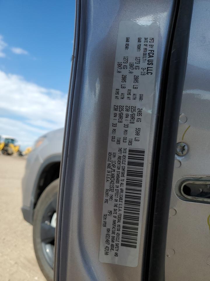 2019 Jeep Cherokee Latitude Plus VIN: 1C4PJMLX0KD421532 Lot: 82350035