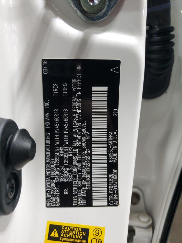 2016 Toyota Highlander Xle VIN: 5TDJKRFHXGS269162 Lot: 85736915