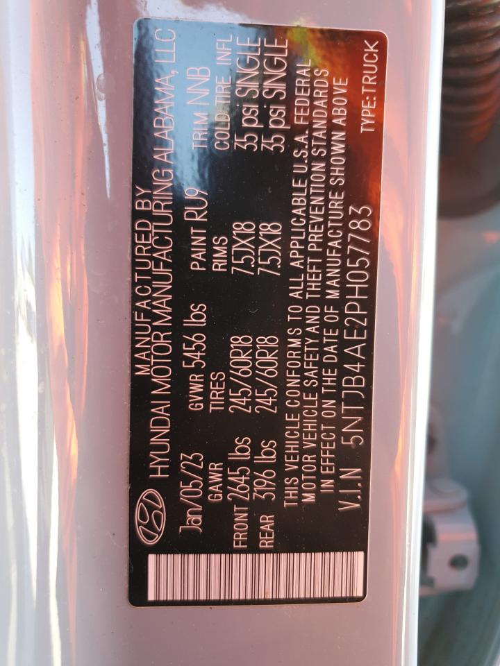 2023 Hyundai Santa Cruz Sel VIN: 5NTJB4AE2PH057783 Lot: 86477615