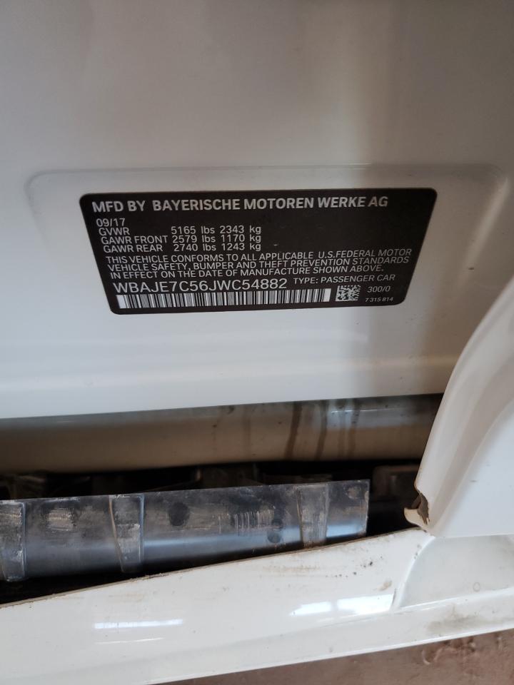 2018 BMW 540 Xi VIN: WBAJE7C56JWC54882 Lot: 85135375