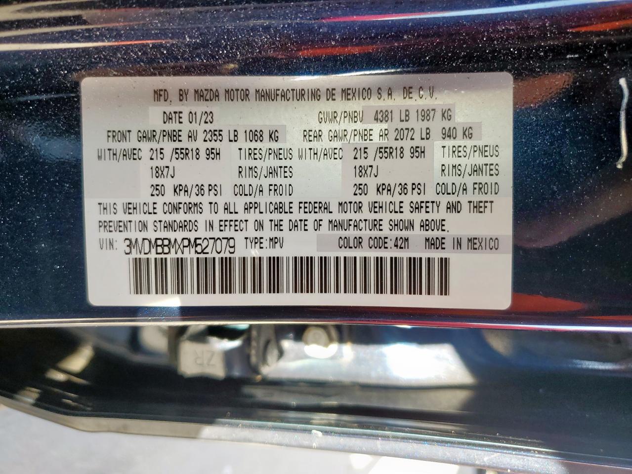 2023 Mazda Cx-30 Select VIN: 3MVDMBBMXPM527079 Lot: 84271835
