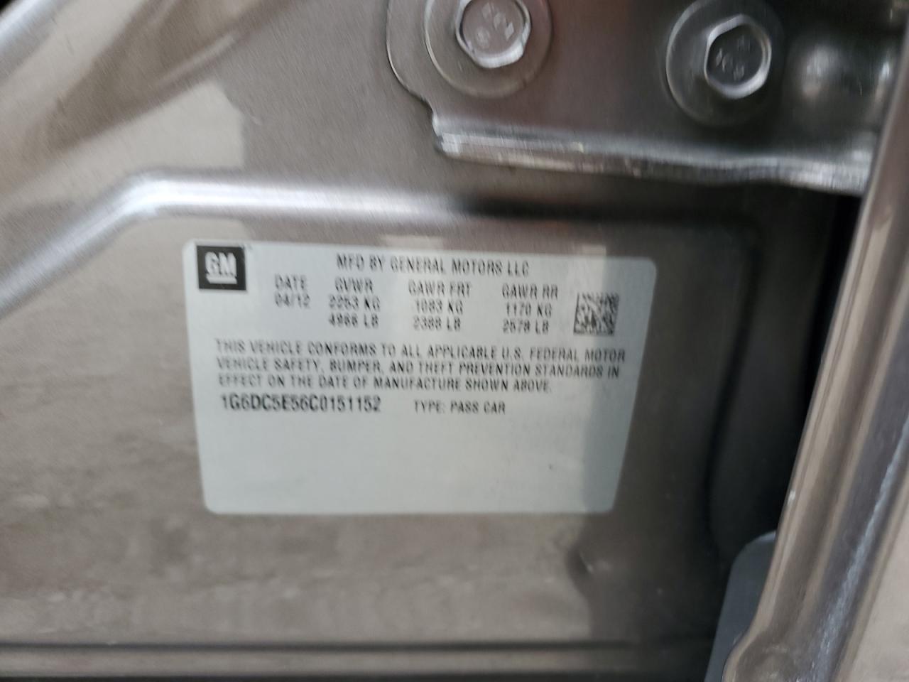 2012 Cadillac Cts VIN: 1G6DC5E56C0151152 Lot: 90144195