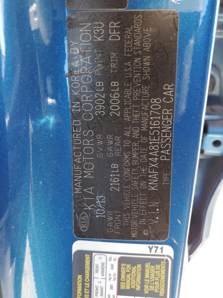 2014 Kia Forte Ex VIN: KNAFX4A81E5161708 Lot: 85752525